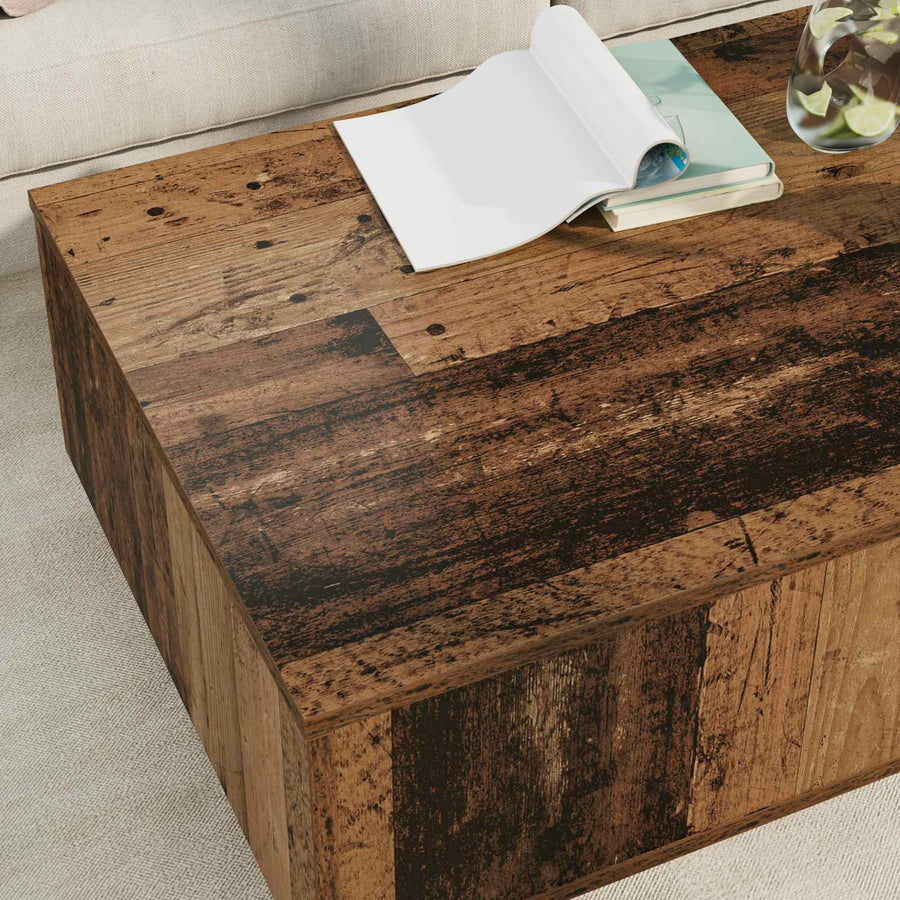 Salontafel met lade Oudhout 95 x 55 x 31 cm Bewerkt hout