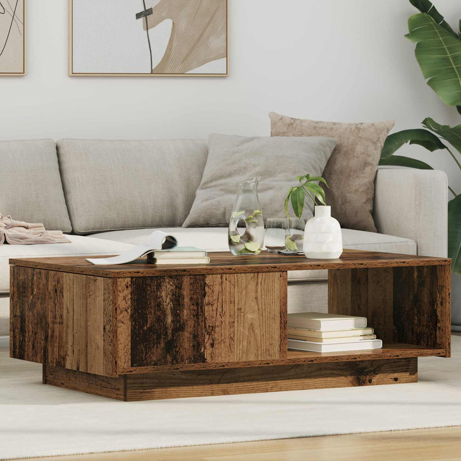 Salontafel met lade Oudhout 95 x 55 x 31 cm Bewerkt hout