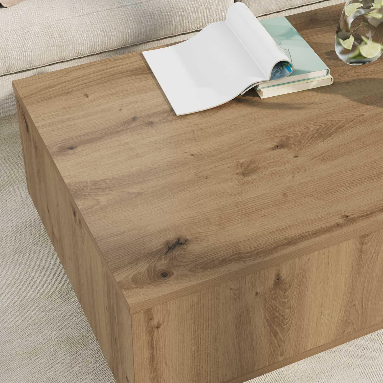 Salontafel met lade Artisan Eiken 95 x 55 x 31 cm Bewerkt hout