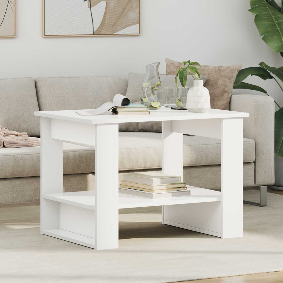 Salontafel Wit 72 x 50 x 50 cm Bewerkt hout