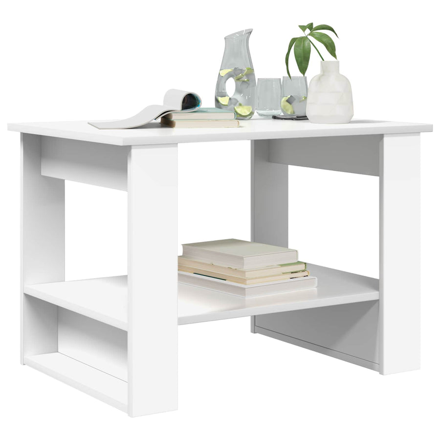 Salontafel Wit 72 x 50 x 50 cm Bewerkt hout