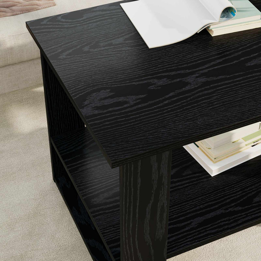 Salontafel Zwart Eiken 72 x 50 x 50 cm Bewerkt hout