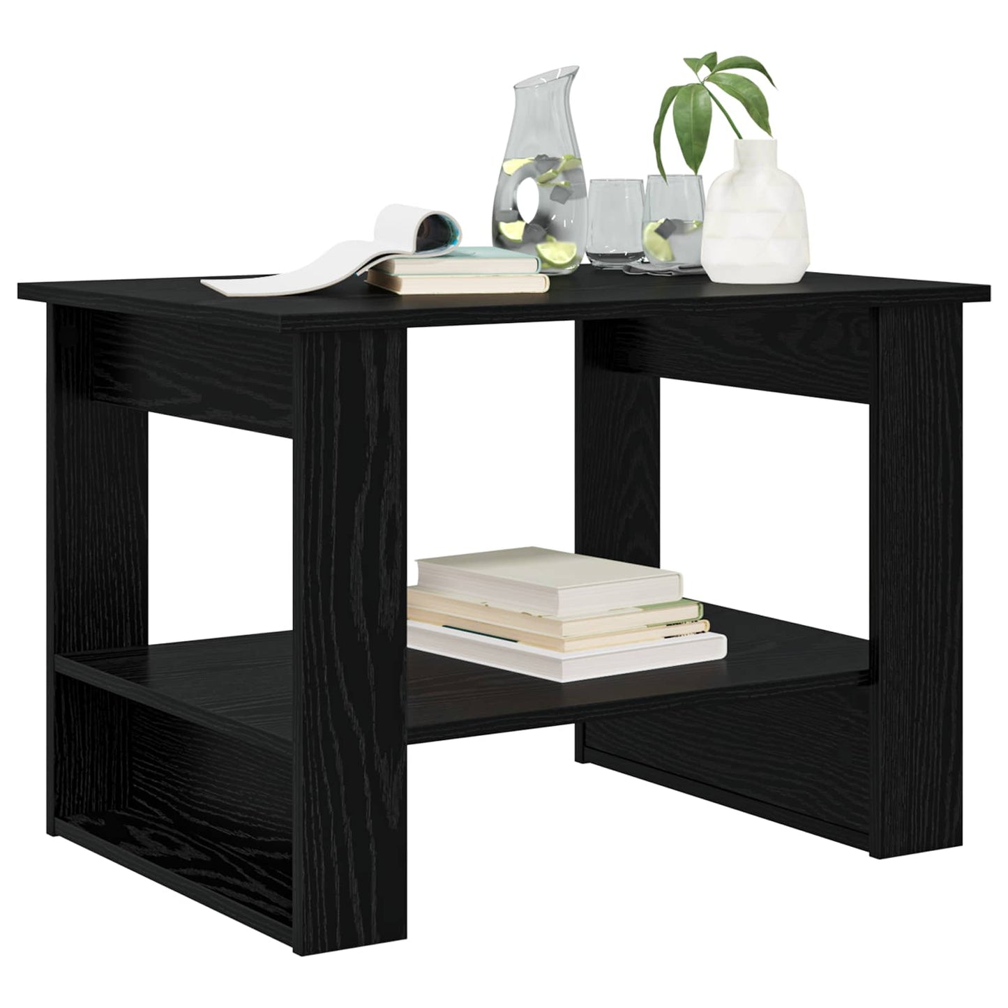 Salontafel Zwart Eiken 72 x 50 x 50 cm Bewerkt hout