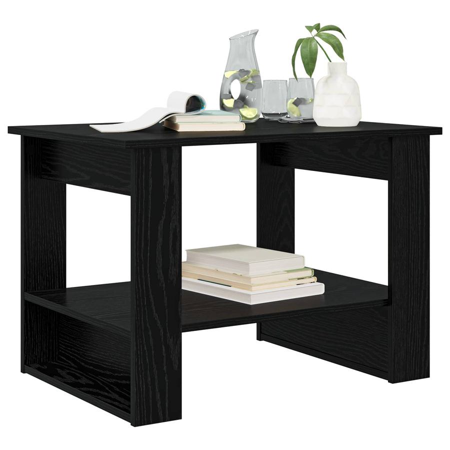 Salontafel Zwart Eiken 72 x 50 x 50 cm Bewerkt hout