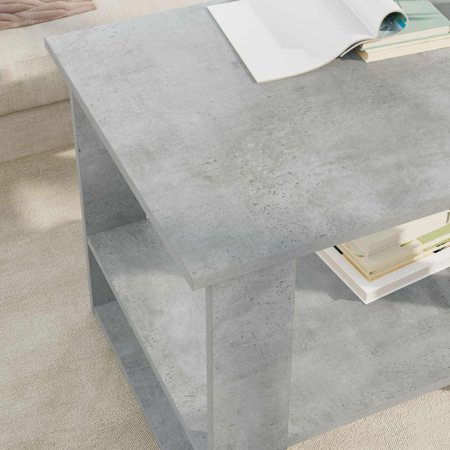 Salontafel Beton Grijs 72 x 50 x 50 cm Bewerkt hout