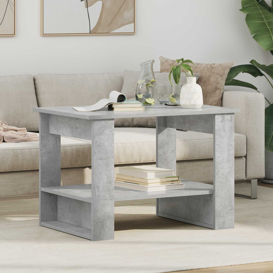 Salontafel Beton Grijs 72 x 50 x 50 cm Bewerkt hout