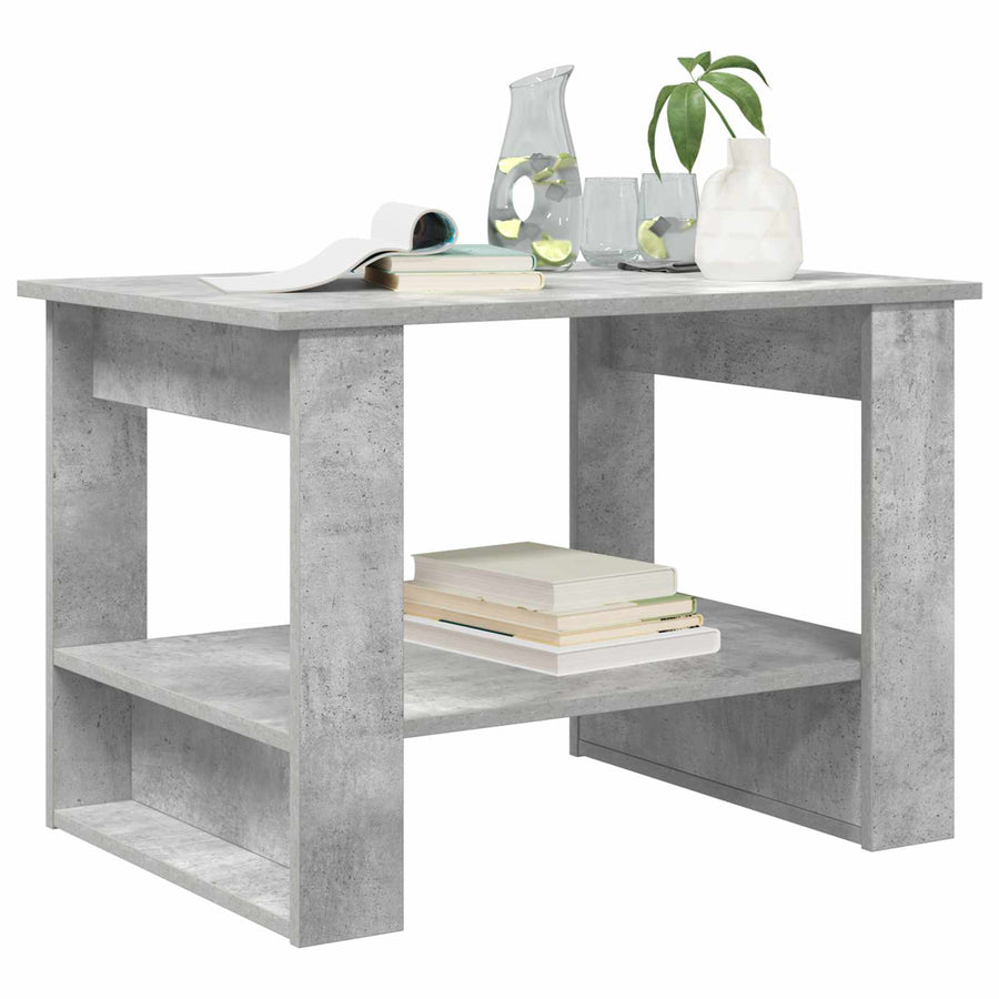 Salontafel Beton Grijs 72 x 50 x 50 cm Bewerkt hout