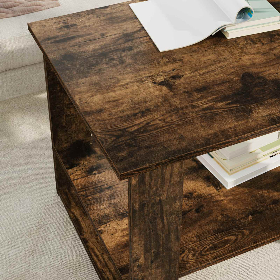 Salontafel Gerookt eiken 72 x 50 x 50 cm Bewerkt hout