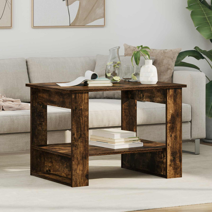 Salontafel Gerookt eiken 72 x 50 x 50 cm Bewerkt hout