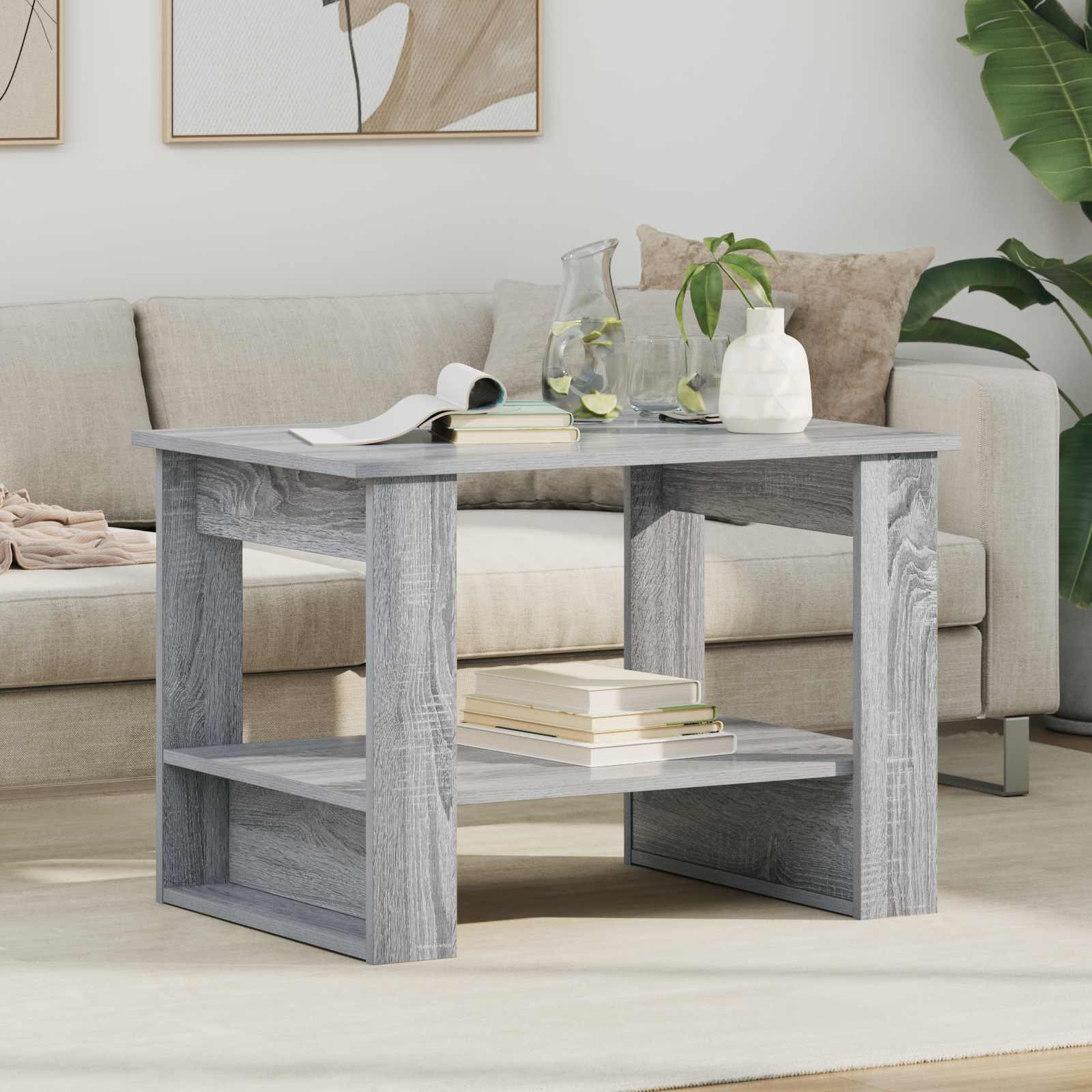 Salontafel Grijs Sonoma 72 x 50 x 50 cm Bewerkt hout