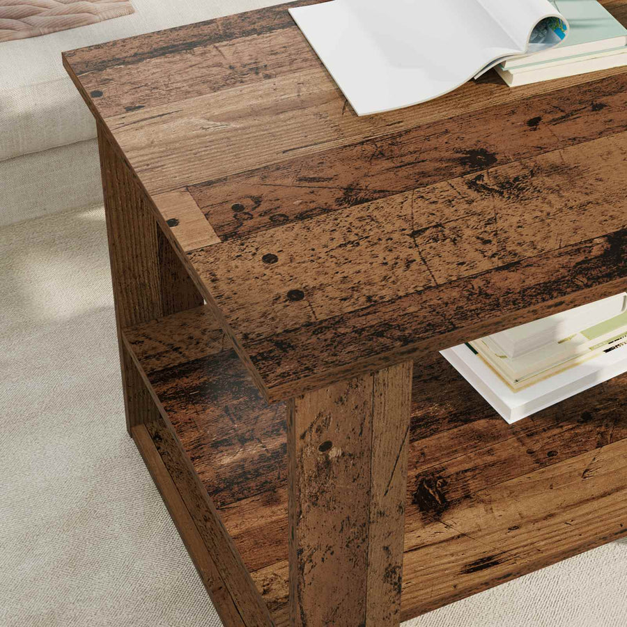 Salontafel Oudhout 72 x 50 x 50 cm Bewerkt hout