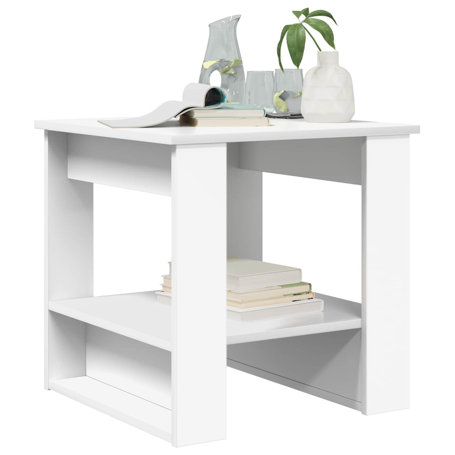 Salontafel Wit 51 x 50 x 50 cm Bewerkt hout