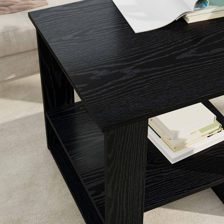 Salontafel Zwart Eiken 51 x 50 x 50 cm Bewerkt hout