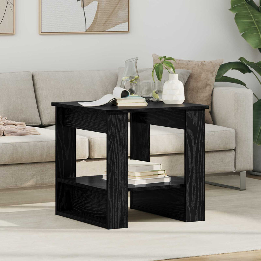 Salontafel Zwart Eiken 51 x 50 x 50 cm Bewerkt hout