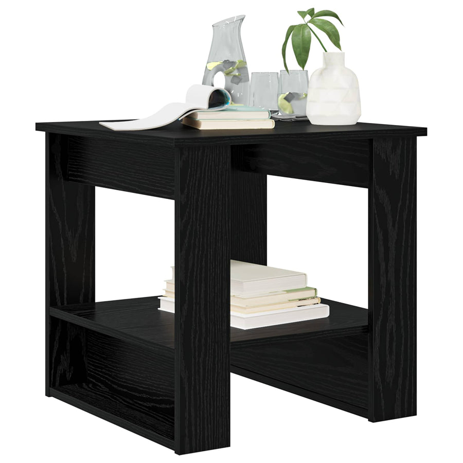 Salontafel Zwart Eiken 51 x 50 x 50 cm Bewerkt hout