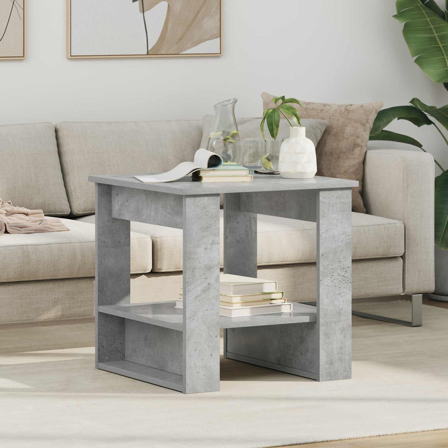 Salontafel Beton Grijs 51 x 50 x 50 cm Bewerkt hout