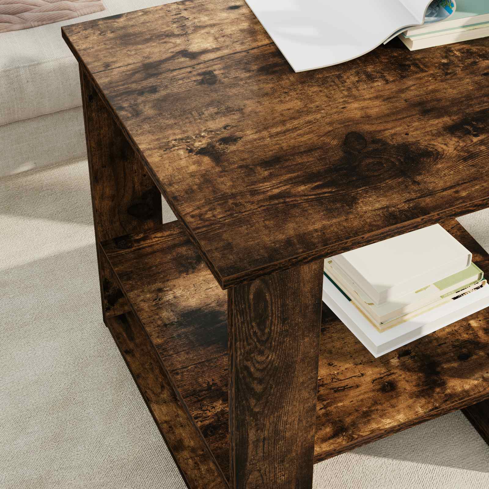 Salontafel Gerookt eiken 51 x 50 x 50 cm Bewerkt hout