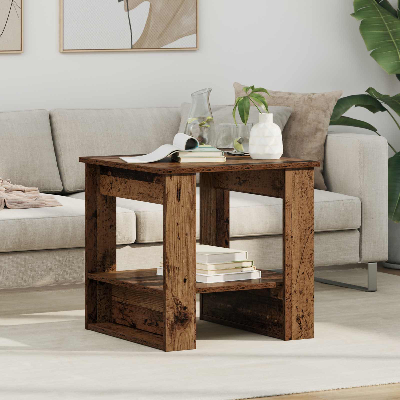 Salontafel Oudhout 51 x 50 x 50 cm Bewerkt hout