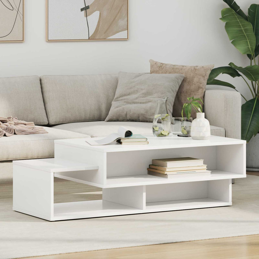 Salontafel Wit 105 x 50 x 32,5 cm Bewerkt hout
