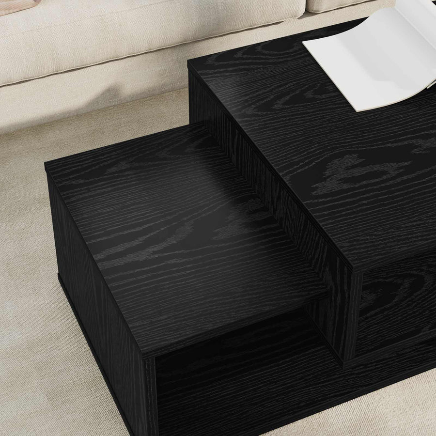 Salontafel Zwart Eiken 105 x 50 x 32,5 cm Bewerkt hout