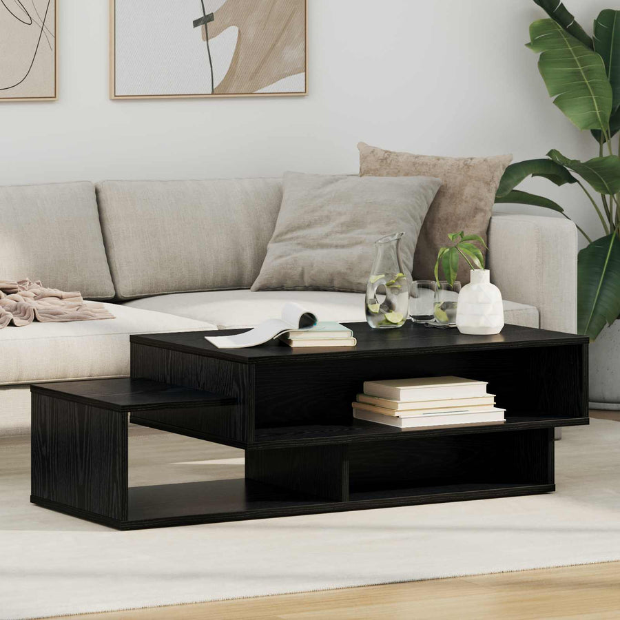 Salontafel Zwart Eiken 105 x 50 x 32,5 cm Bewerkt hout
