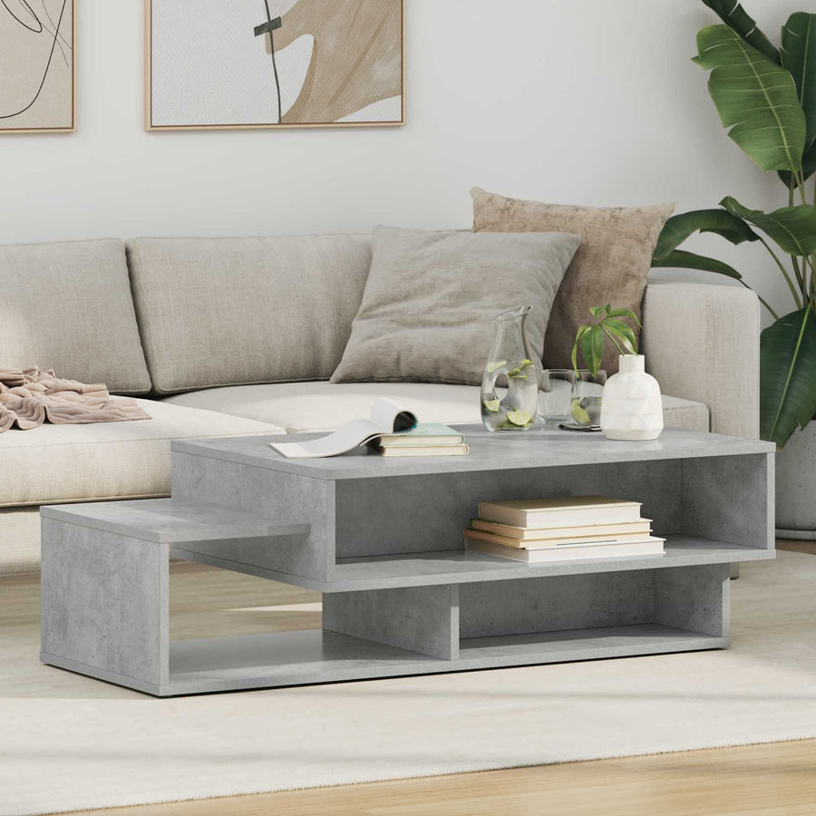 Salontafel Beton Grijs 105 x 50 x 32,5 cm Bewerkt hout