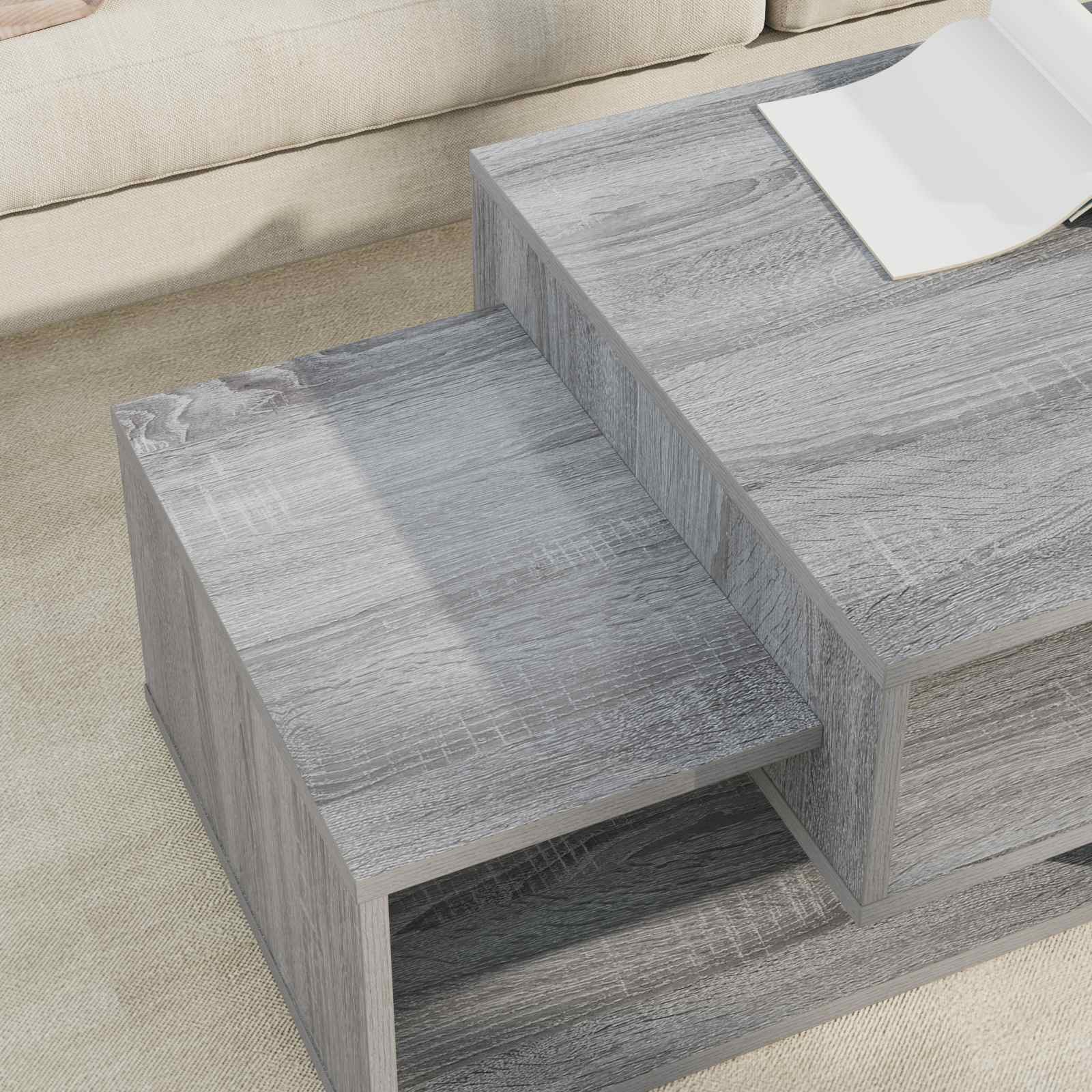 Salontafel Grijs Sonoma 105 x 50 x 32,5 cm Bewerkt hout