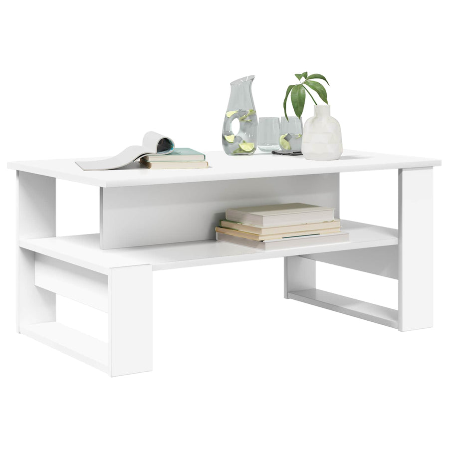 Salontafel Wit 90 x 50 x 40 cm Bewerkt hout