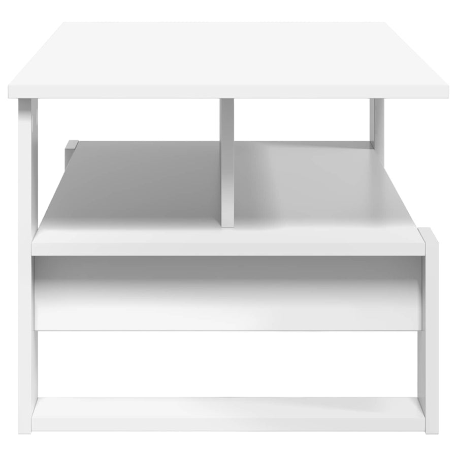 Salontafel Wit 90 x 50 x 40 cm Bewerkt hout