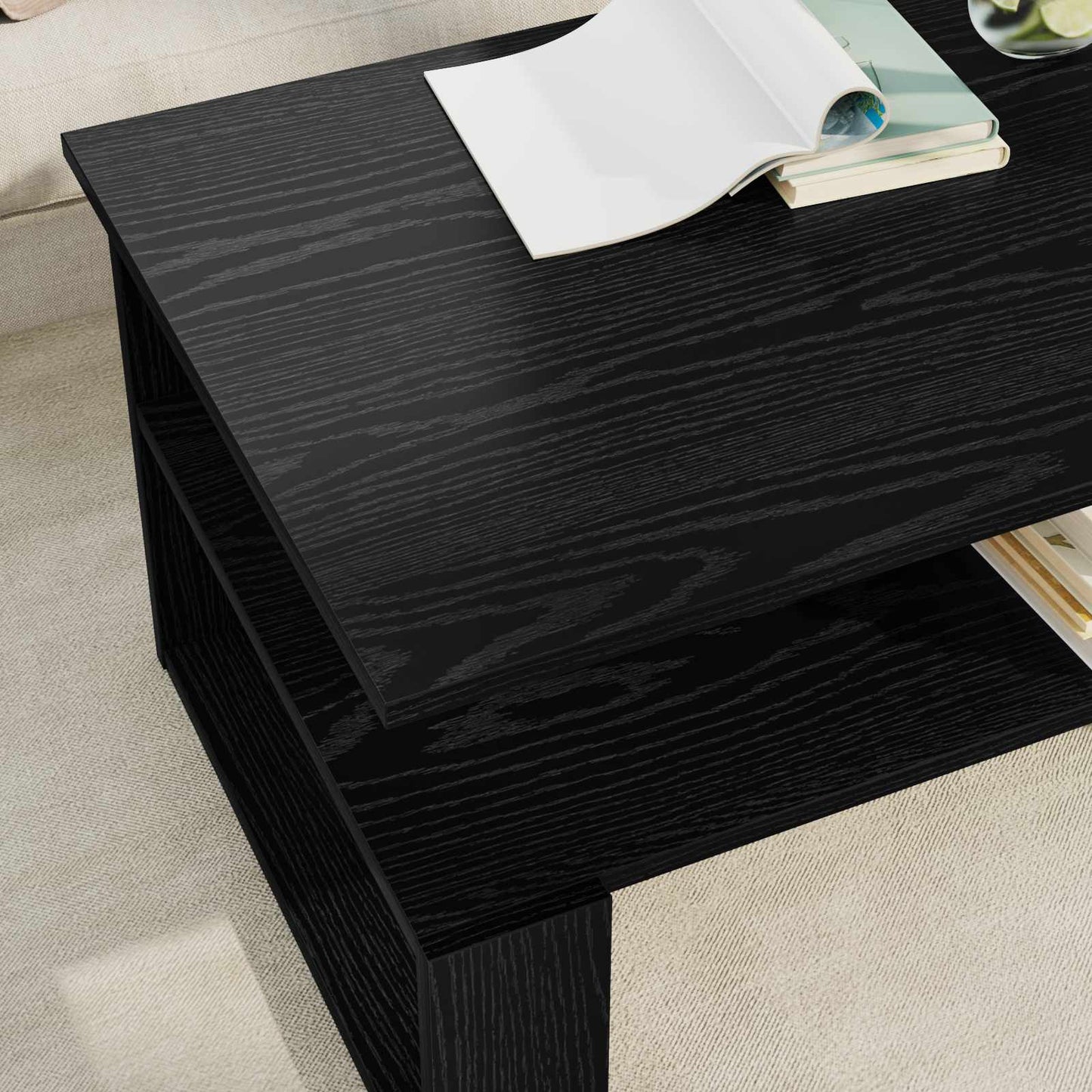 Salontafel Zwart Eiken 90 x 50 x 40 cm Bewerkt hout