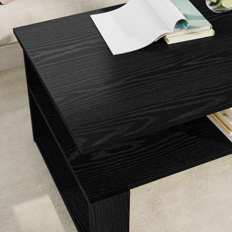 Salontafel Zwart Eiken 90 x 50 x 40 cm Bewerkt hout