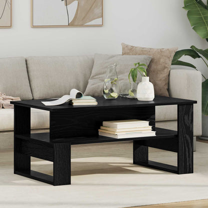 Salontafel Zwart Eiken 90 x 50 x 40 cm Bewerkt hout
