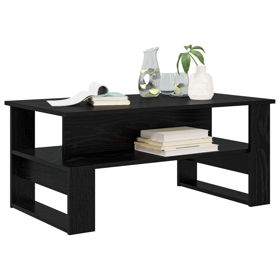Salontafel Zwart Eiken 90 x 50 x 40 cm Bewerkt hout