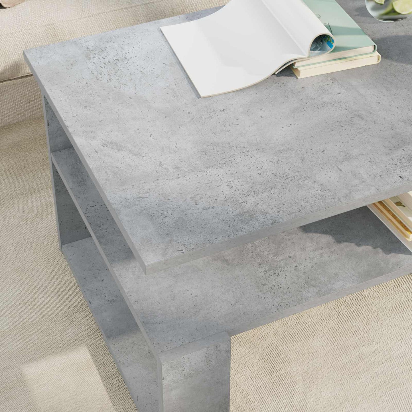 Salontafel Beton Grijs 90 x 50 x 40 cm Bewerkt hout
