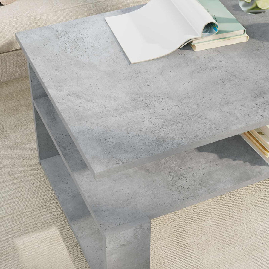 Salontafel Beton Grijs 90 x 50 x 40 cm Bewerkt hout