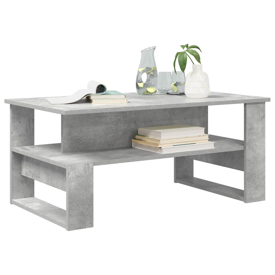 Salontafel Beton Grijs 90 x 50 x 40 cm Bewerkt hout