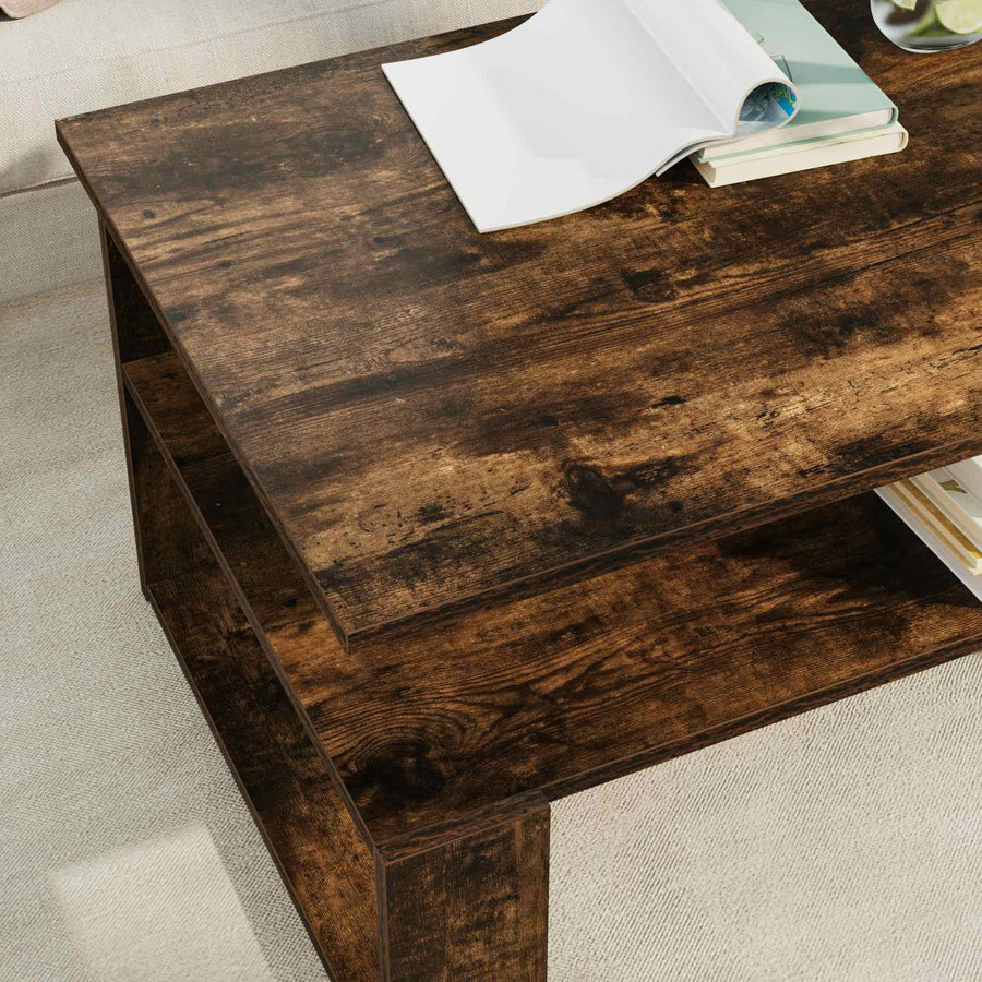 Salontafel Gerookt eiken 90 x 50 x 40 cm Bewerkt hout