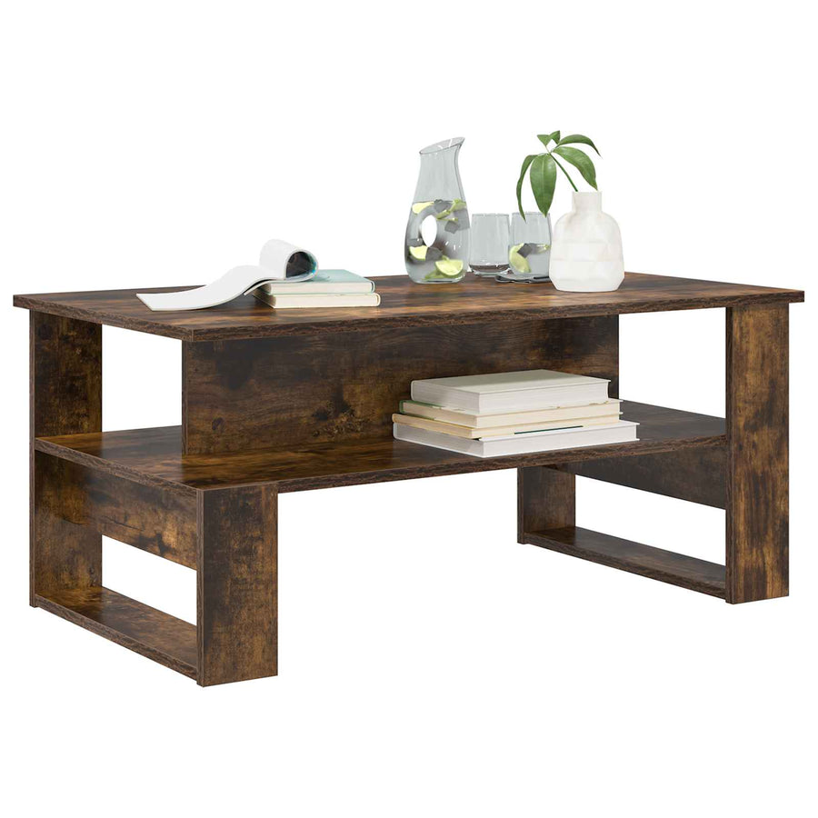 Salontafel Gerookt eiken 90 x 50 x 40 cm Bewerkt hout