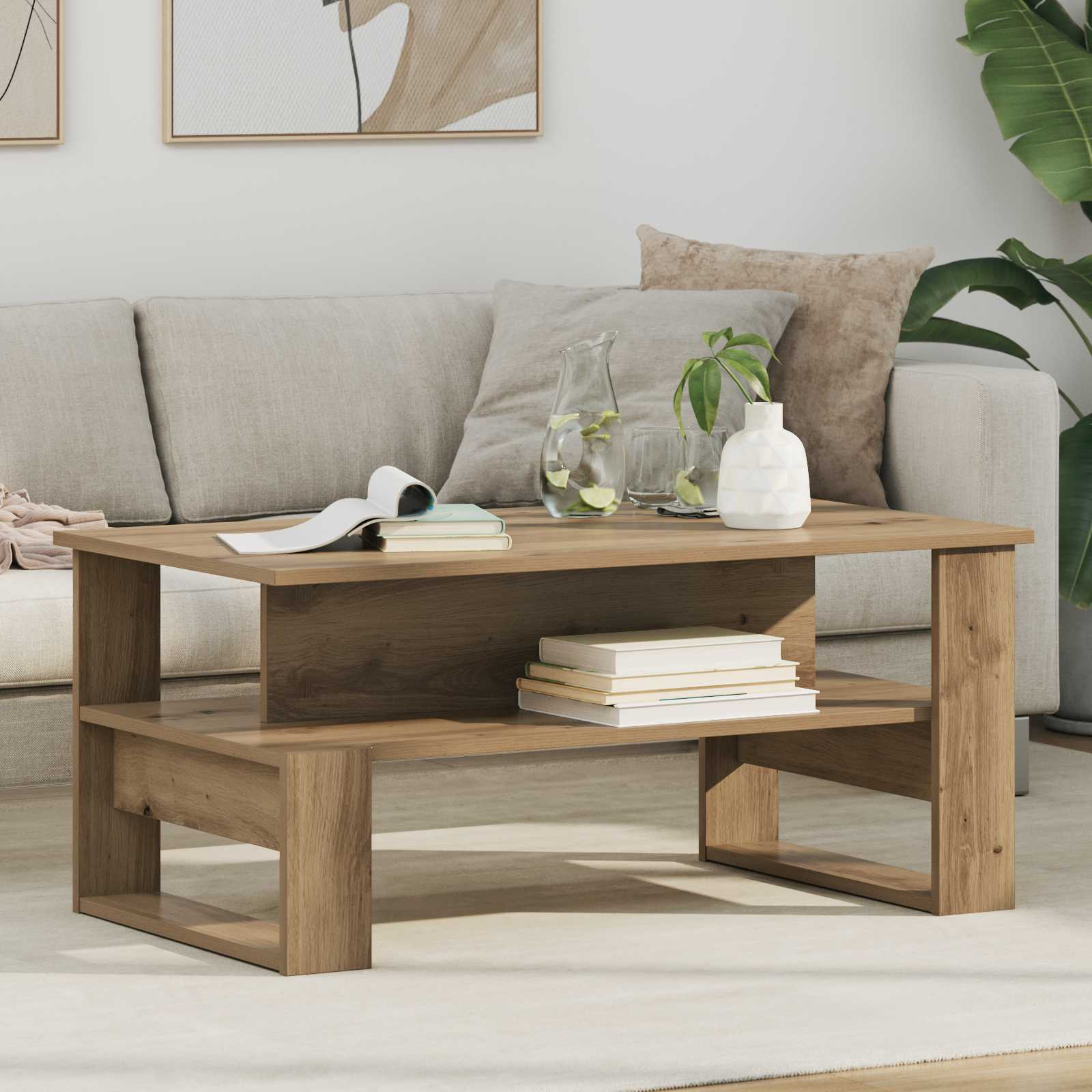 Salontafel Artisan Eiken 90 x 50 x 40 cm Bewerkt hout