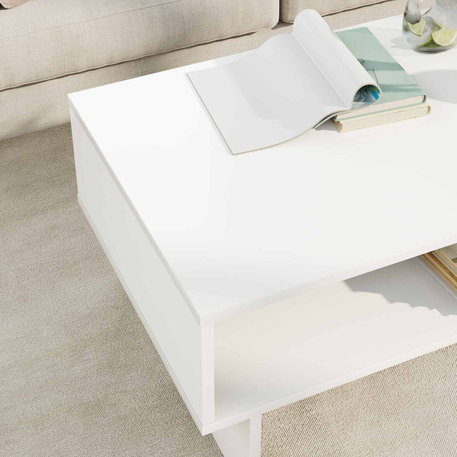 Salontafel Wit 80 x 46 x 35 cm Bewerkt hout