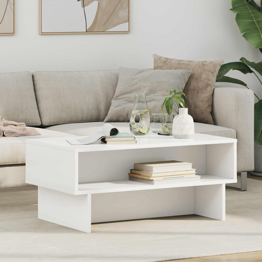 Salontafel Wit 80 x 46 x 35 cm Bewerkt hout