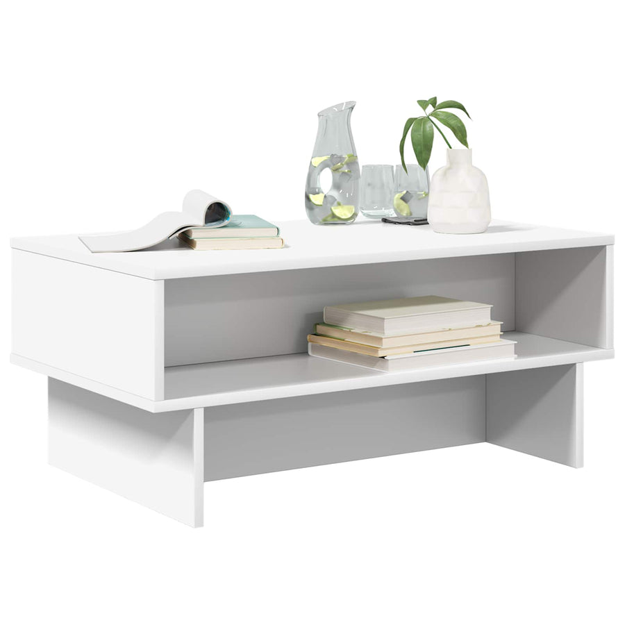 Salontafel Wit 80 x 46 x 35 cm Bewerkt hout