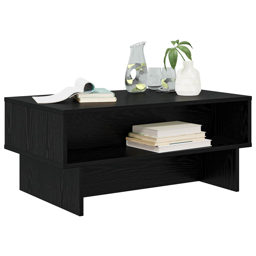 Salontafel Zwart Eiken 80 x 46 x 35 cm Bewerkt hout