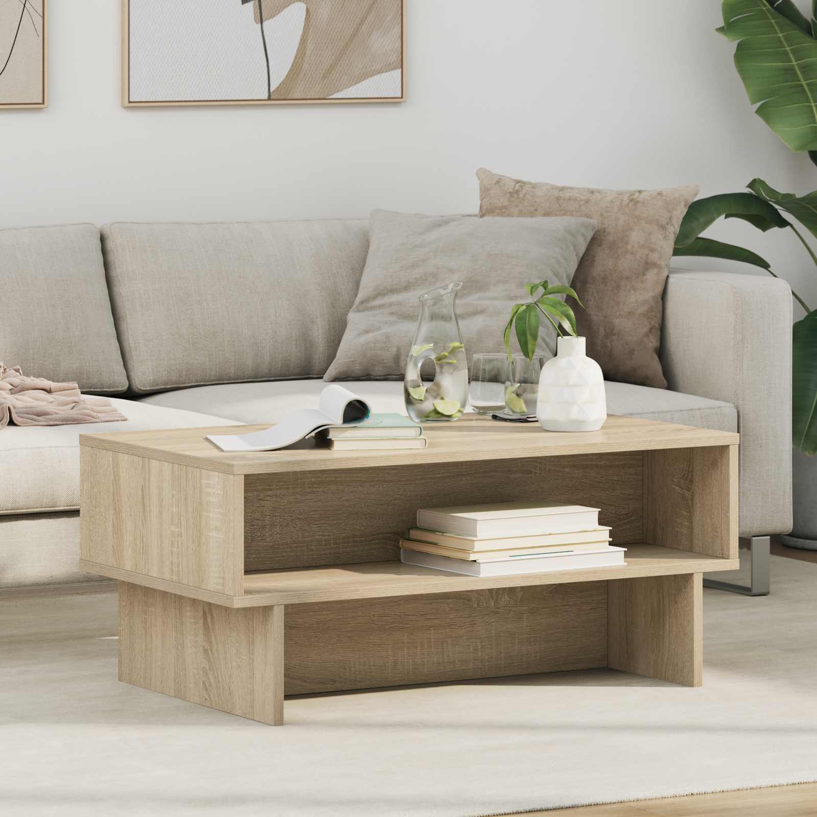 Salontafel Sonoma Eiken 80 x 46 x 35 cm Bewerkt hout
