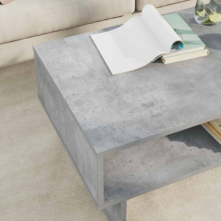 Salontafel Beton Grijs 80 x 46 x 35 cm Bewerkt hout