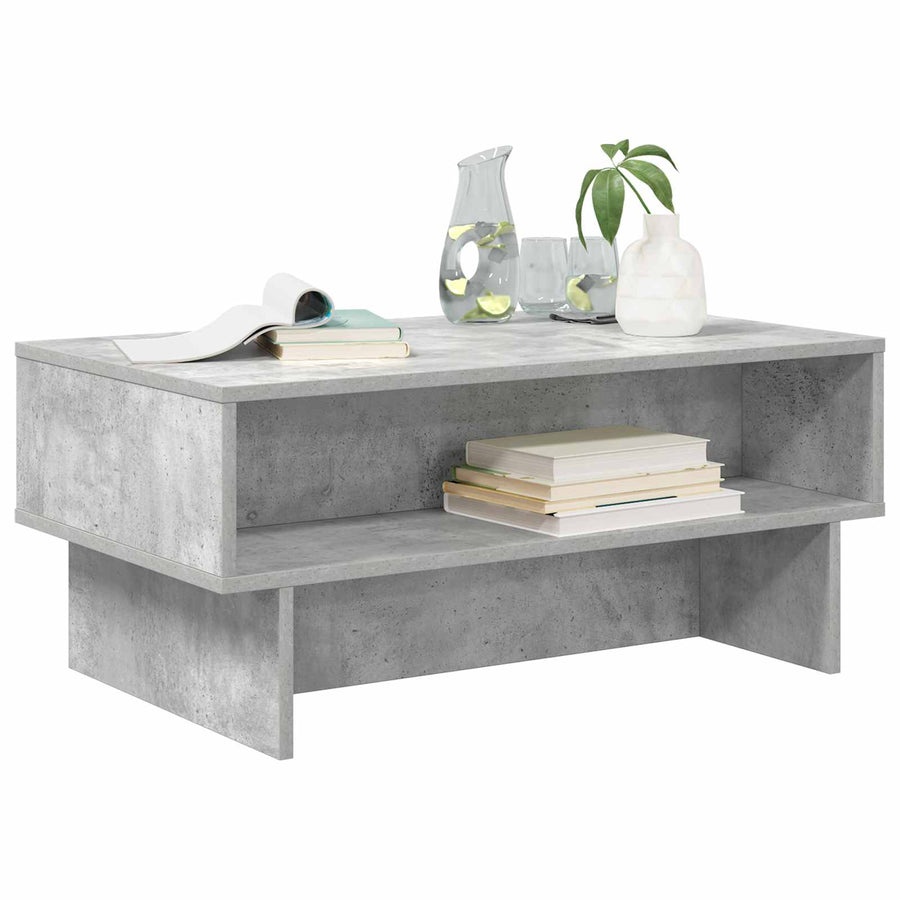 Salontafel Beton Grijs 80 x 46 x 35 cm Bewerkt hout