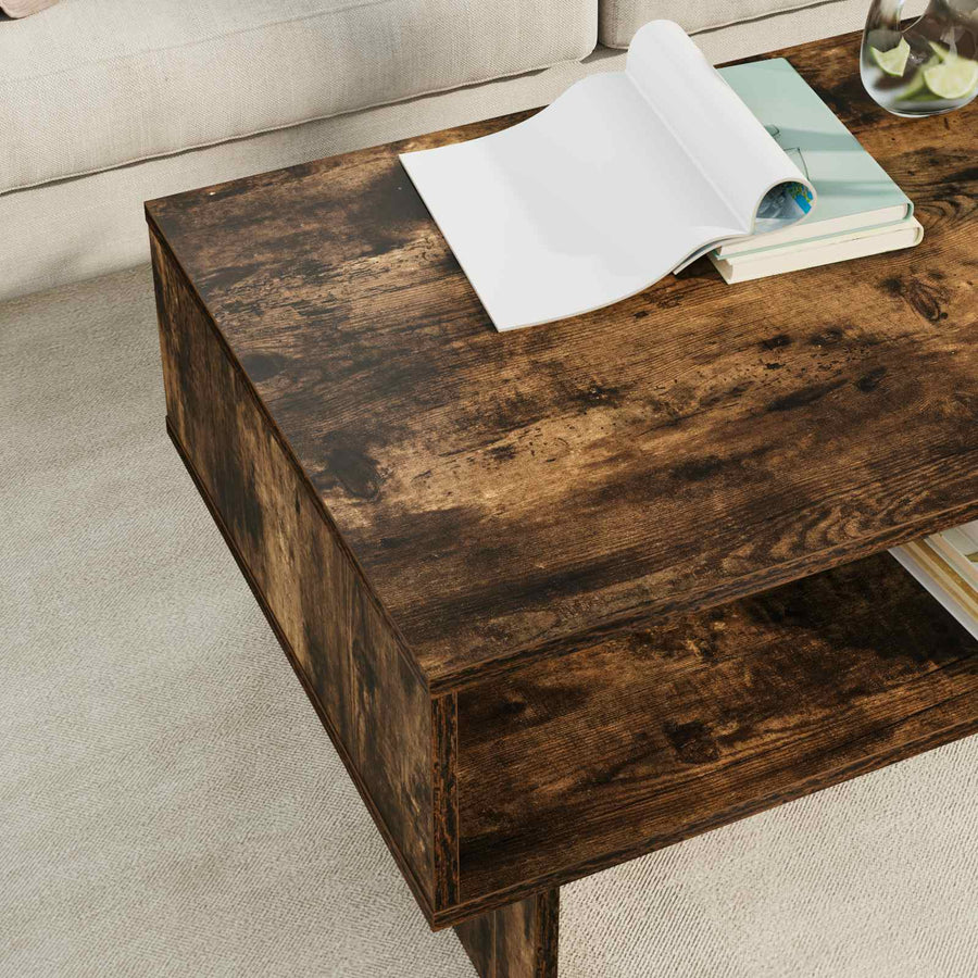 Salontafel Gerookt eiken 80 x 46 x 35 cm Bewerkt hout
