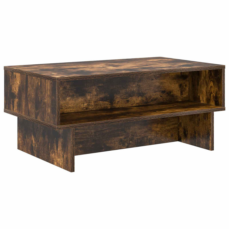 Salontafel Gerookt eiken 80 x 46 x 35 cm Bewerkt hout