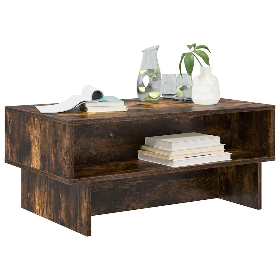 Salontafel Gerookt eiken 80 x 46 x 35 cm Bewerkt hout