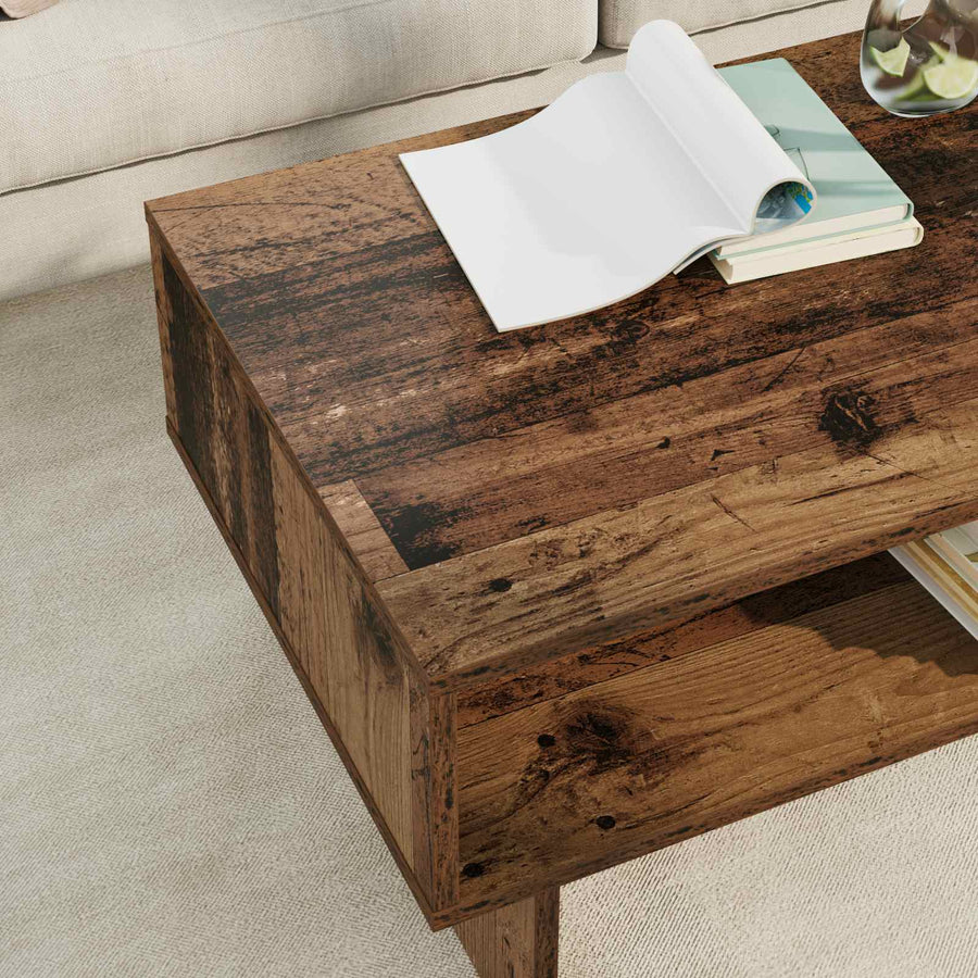 Salontafel Oudhout 80 x 46 x 35 cm Bewerkt hout